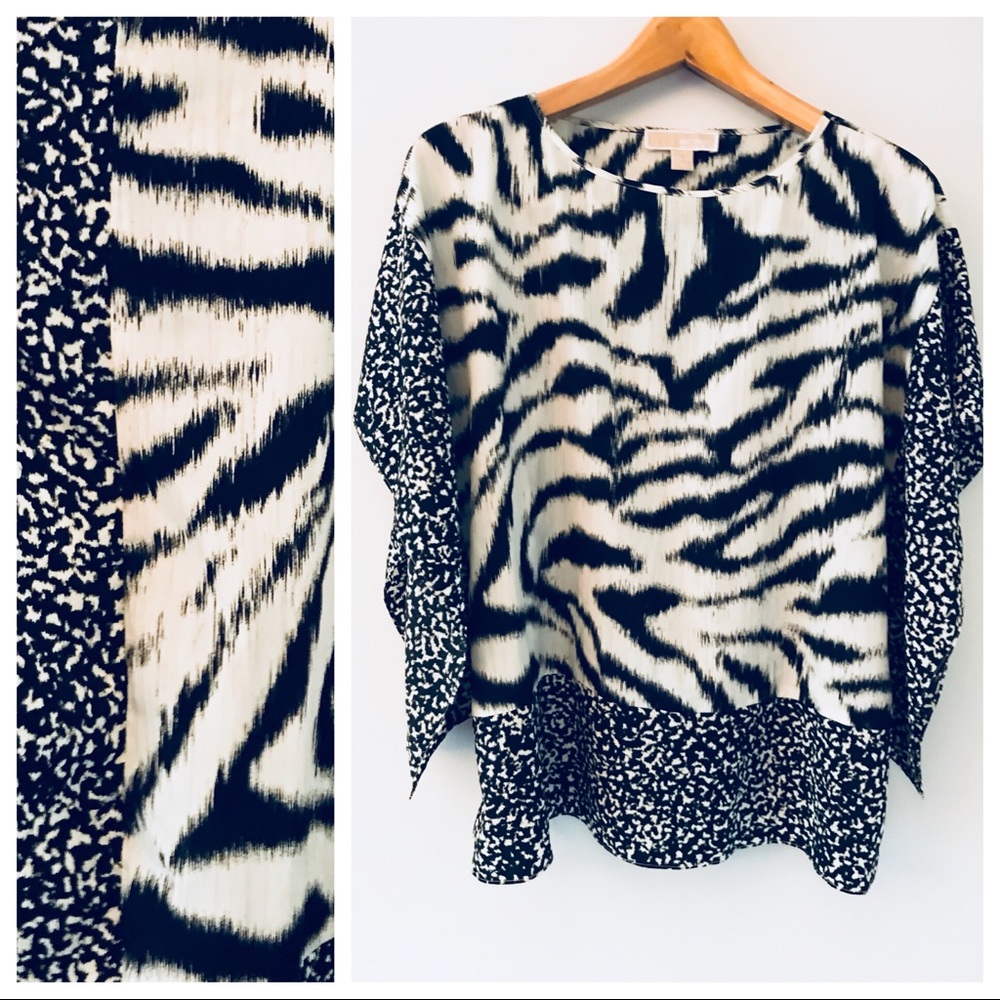 Michael Kors chiffon zebra print poncho top sz S/M